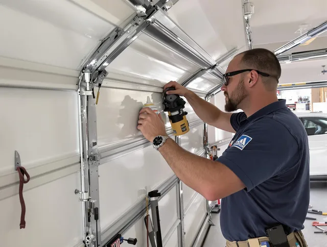 Palm Harbor Garage Door Repair technician quieting a noisy garage door in Palm Harbor