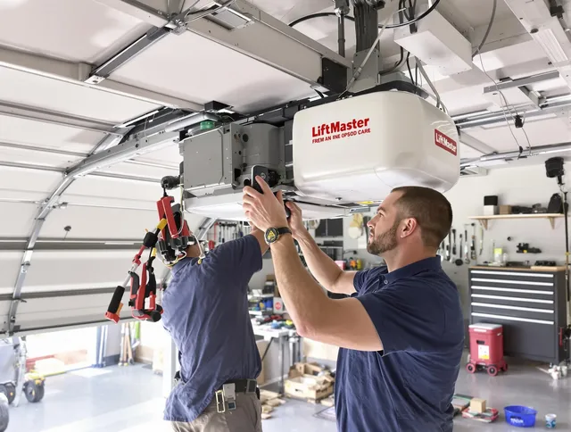 Palm Harbor Garage Door Repair technician performing advanced diagnostics on garage opener in Palm Harbor