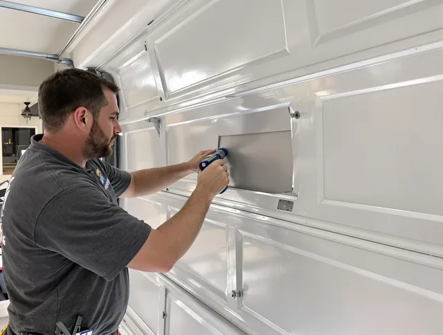 Garage door panel repair by Palm Harbor Garage Door Repair in Palm Harbor