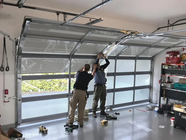 Palm Harbor Garage Door Repair expert performing precise panel replacement on Palm Harbor garage door